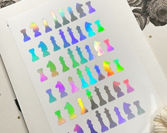 Holographic Chess Pieces Decals, Chess Stickers, Vinyl Stickers, Chess Players