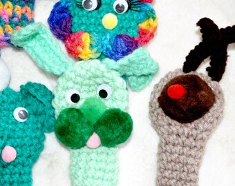 Handmade Animal Finger Puppets, Hand-knit Finger Puppets, Handmade Toys,  Knit Animal Hand Puppets, Animal Toys