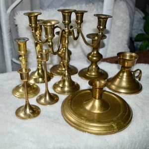 Assorted Vintage Brass Candlesticks
