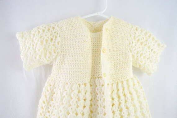 Vintage Hand Knit Christening Gown, Knit Baptism … - image 8