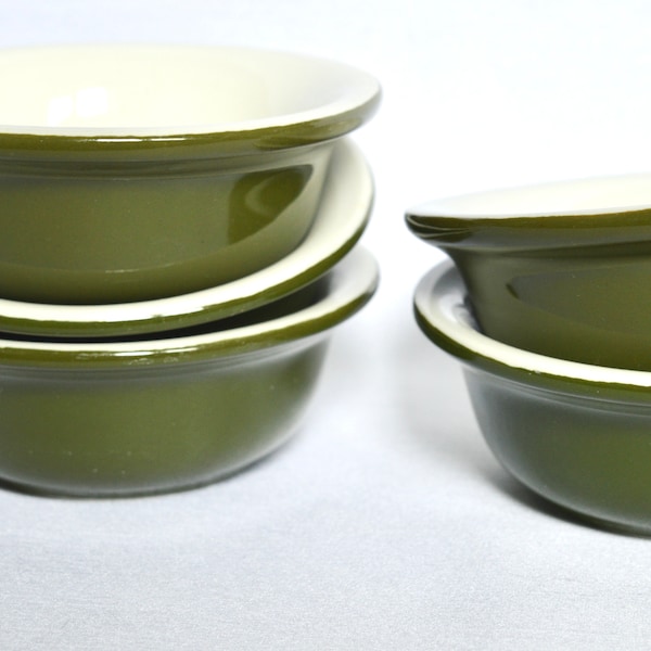 Vintage Hall Olive Green Stoneware Pottery , Rare Hall Pottery,  Vintage Pottery Made in the USA, 1960s Vintage Hall Bakeware