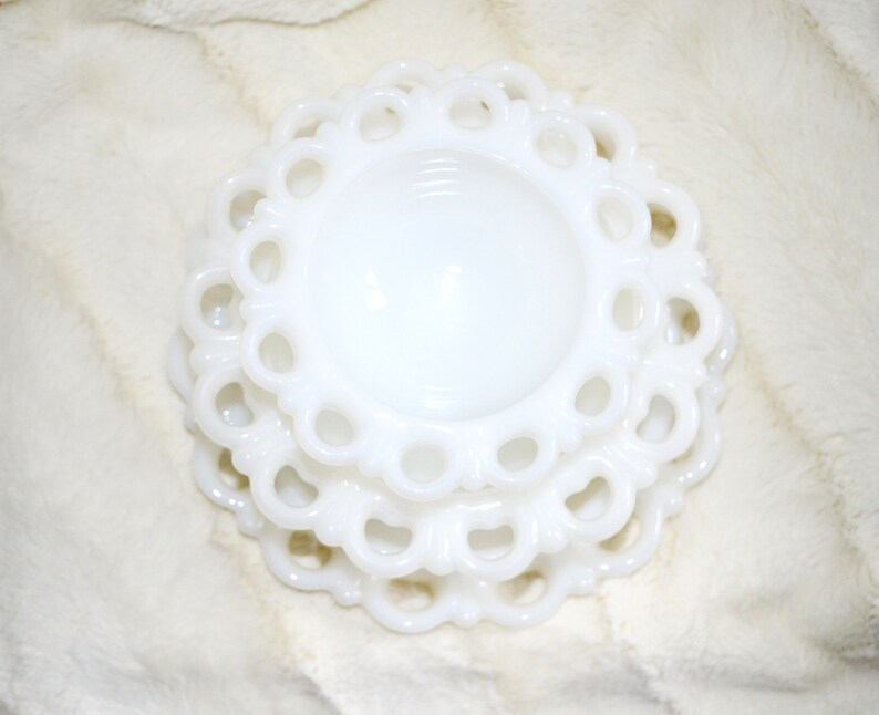 Old Colony Open Lace Footed Pedestal Candy Dish Milk Glass Etsy