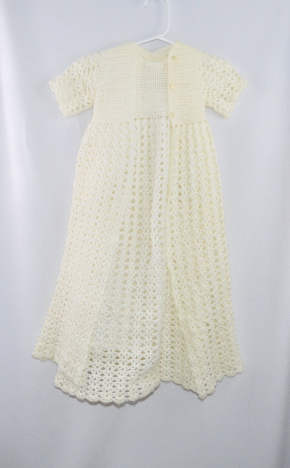 Vintage Hand Knit Christening Gown, Knit Baptism … - image 2