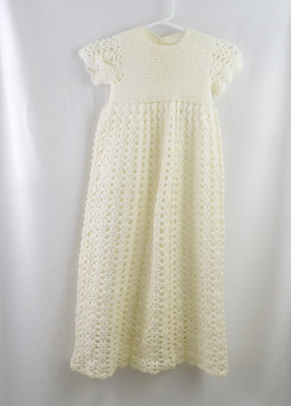 Vintage Hand Knit Christening Gown, Knit Baptism … - image 3