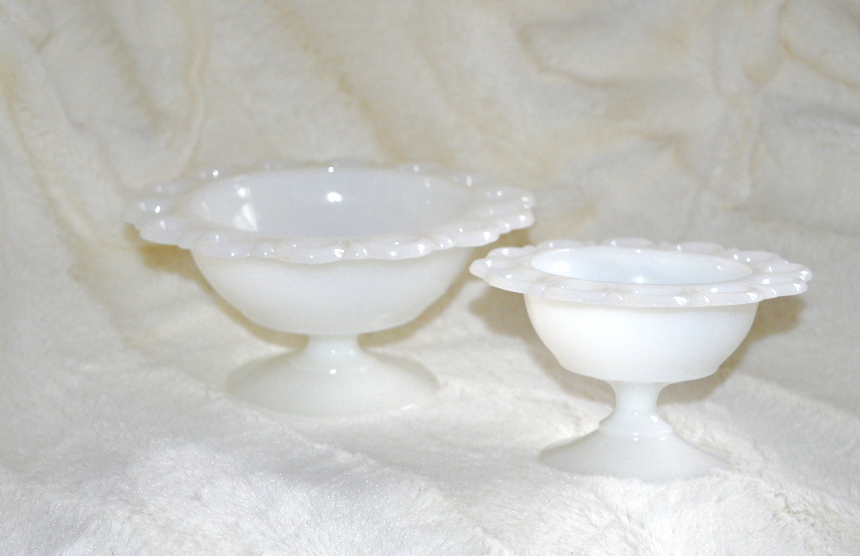 Old Colony Open Lace Footed Pedestal Candy Dish Milk Glass Etsy