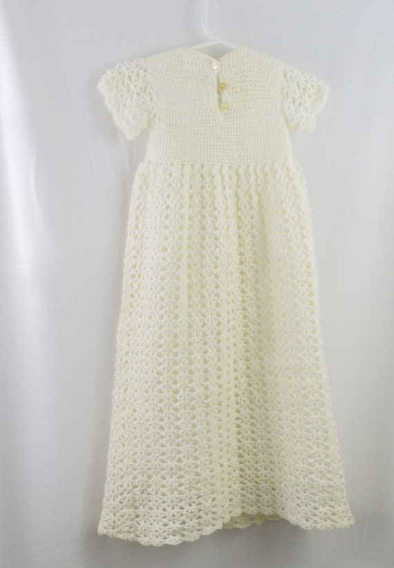 Vintage Hand Knit Christening Gown, Knit Baptism … - image 6