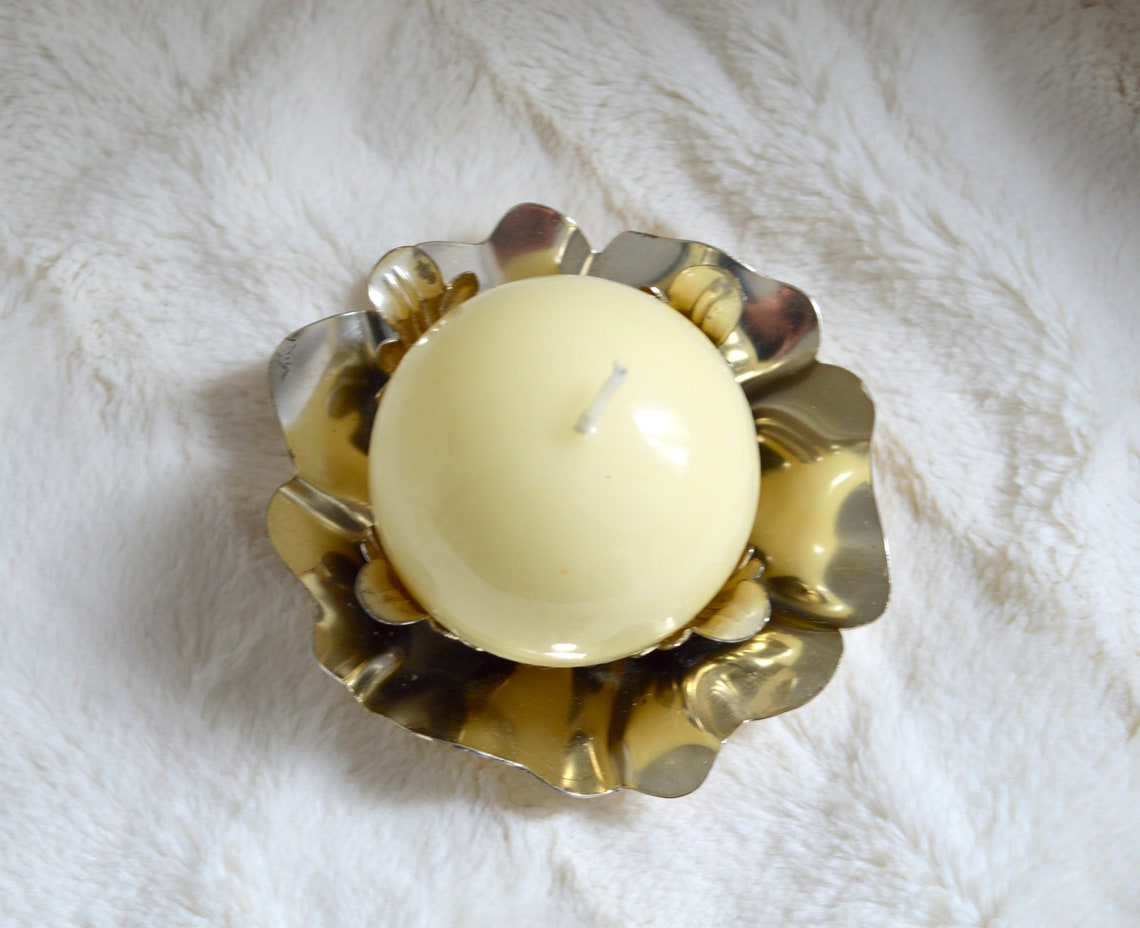 Vintage Metal Flower Shape Candle Holder Metal Candle Holder Etsy