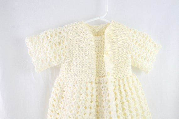 Vintage Hand Knit Christening Gown, Knit Baptism … - image 1