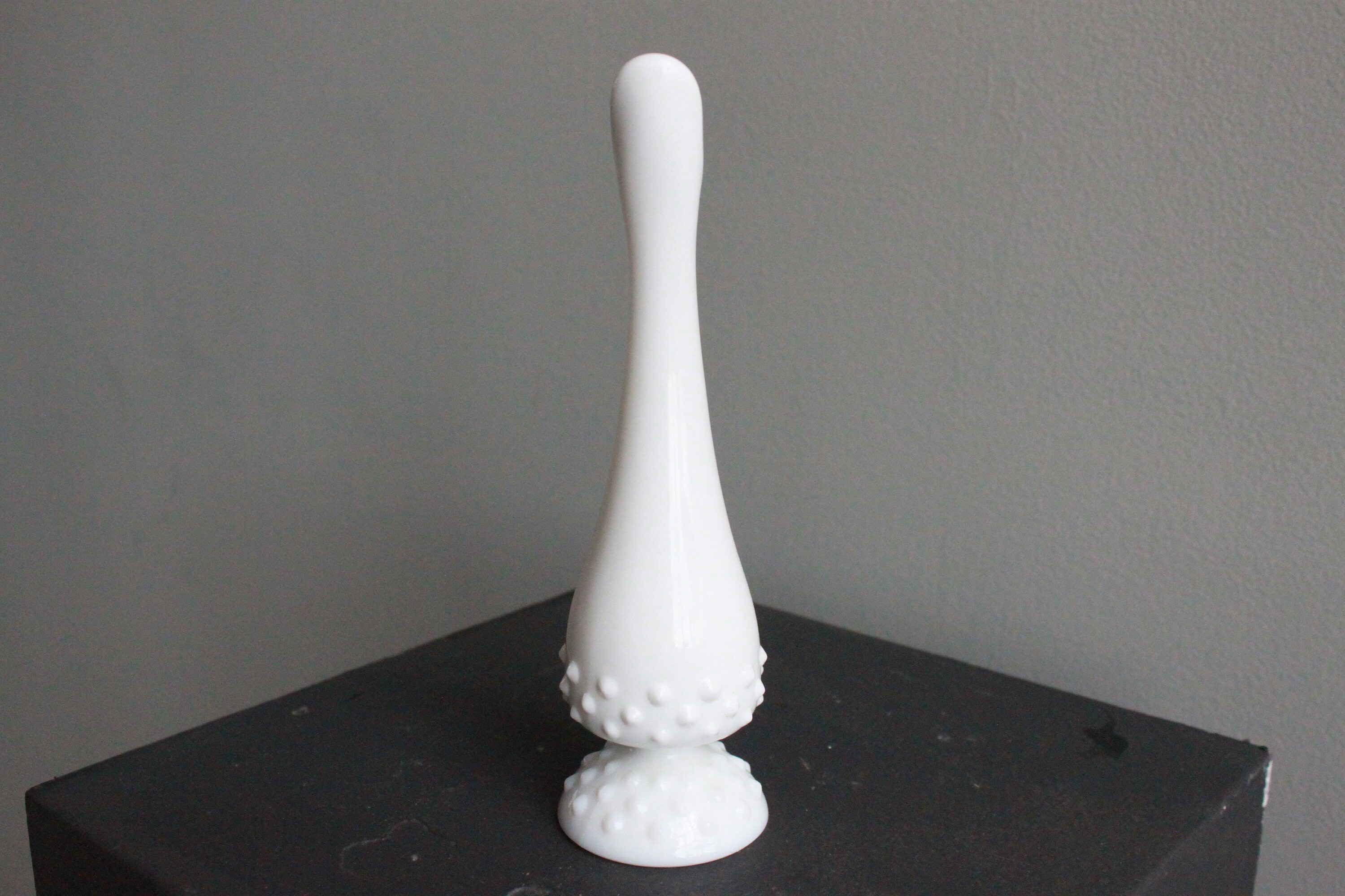 Vintage Hobnail Milk Glass Swung Vase Etsy