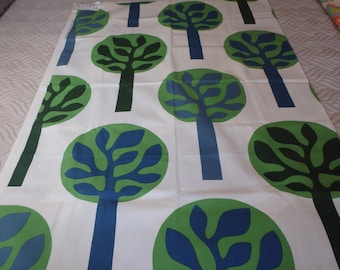 Ikea of Sweden fabric, Trees, Green and blue, white background, Helen Trast 2007