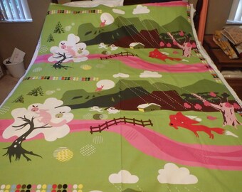 Ikea Lotta Kuhlhorn Canvas Fabric Panel: Red Fox, Trees, Rabbits - 60x74