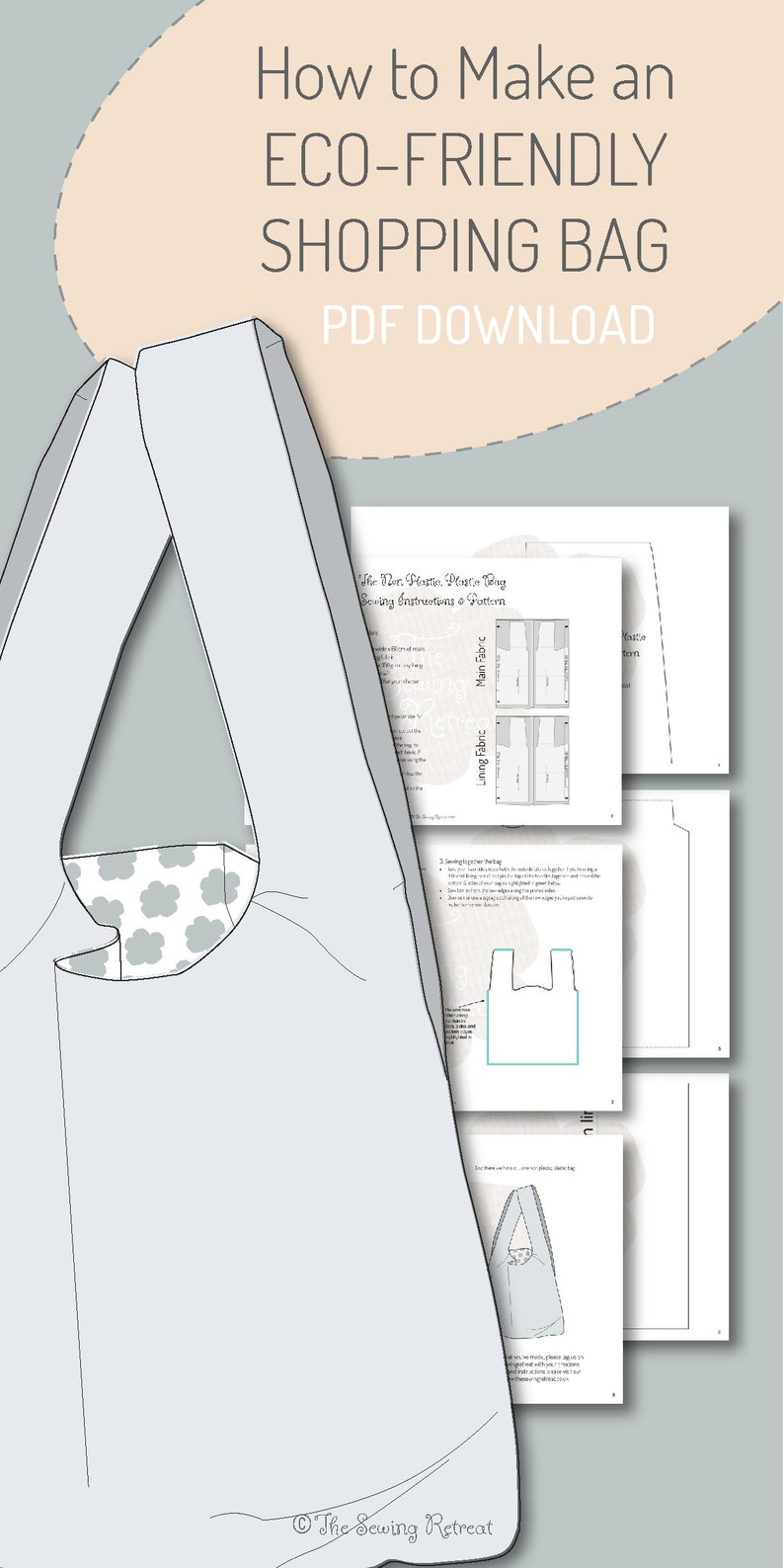 Eco-friendly Shopping Bag PDF Sewing Pattern & Instructions - Etsy