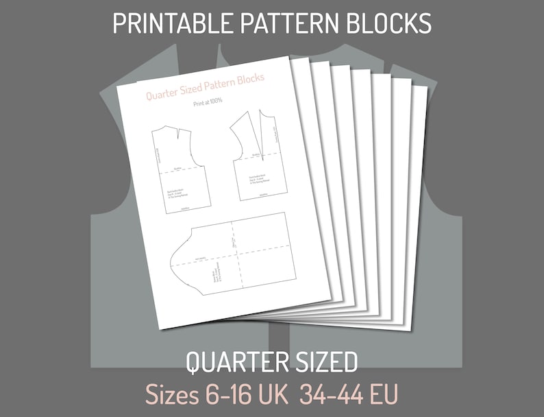 Printable Quarter-scale Bodice and Sleeve Pattern Blocks - Etsy