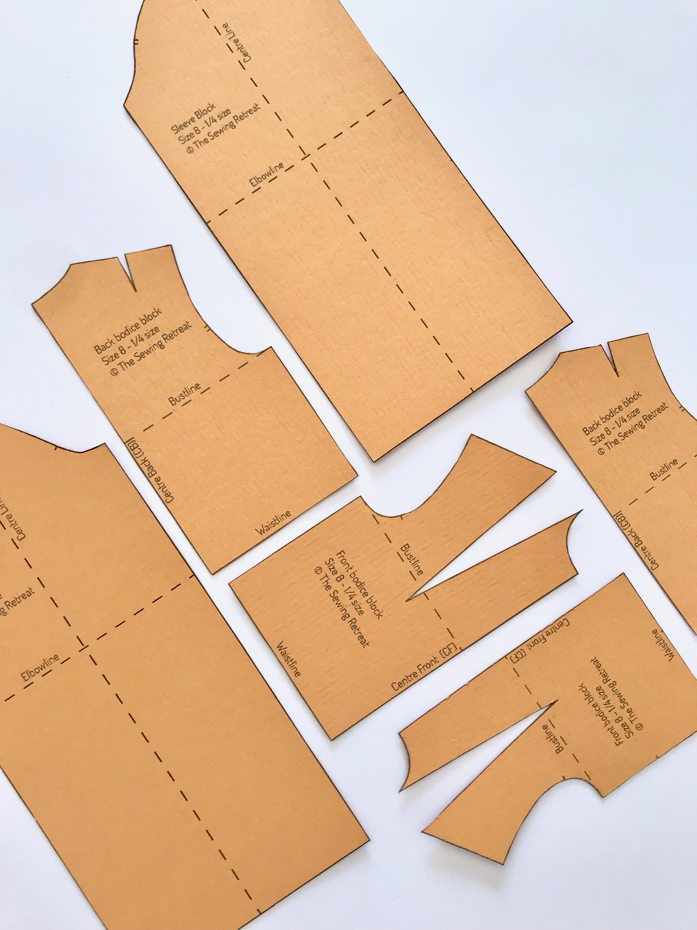 Full-scale Woven Bodice and Sleeve Pattern Blocks | Printable Pdf ...