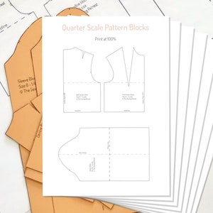 Printable Quarter-Scale Bodice and Sleeve Pattern Blocks