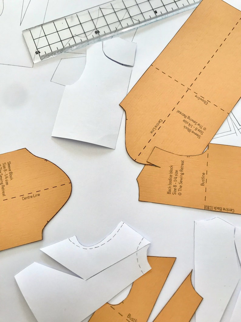 Full-scale Woven Bodice and Sleeve Pattern Blocks | Printable Pdf ...