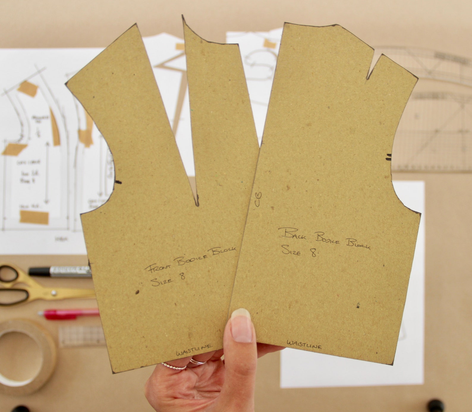 Halfscale Woven Bodice and Sleeve Pattern Blocks Printable Pdf Size 424 UK/ Size 3252 EU