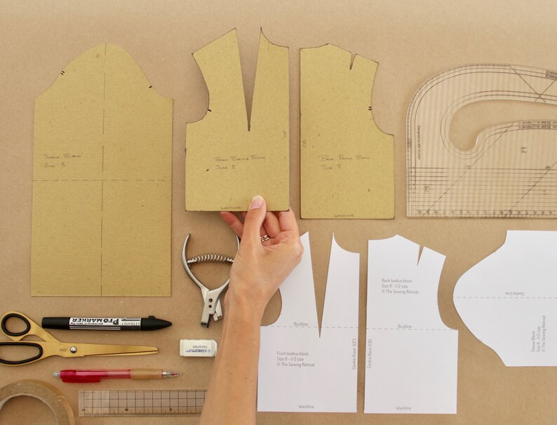 Half-scale Woven Bodice and Sleeve Pattern Blocks | Printable Pdf ...