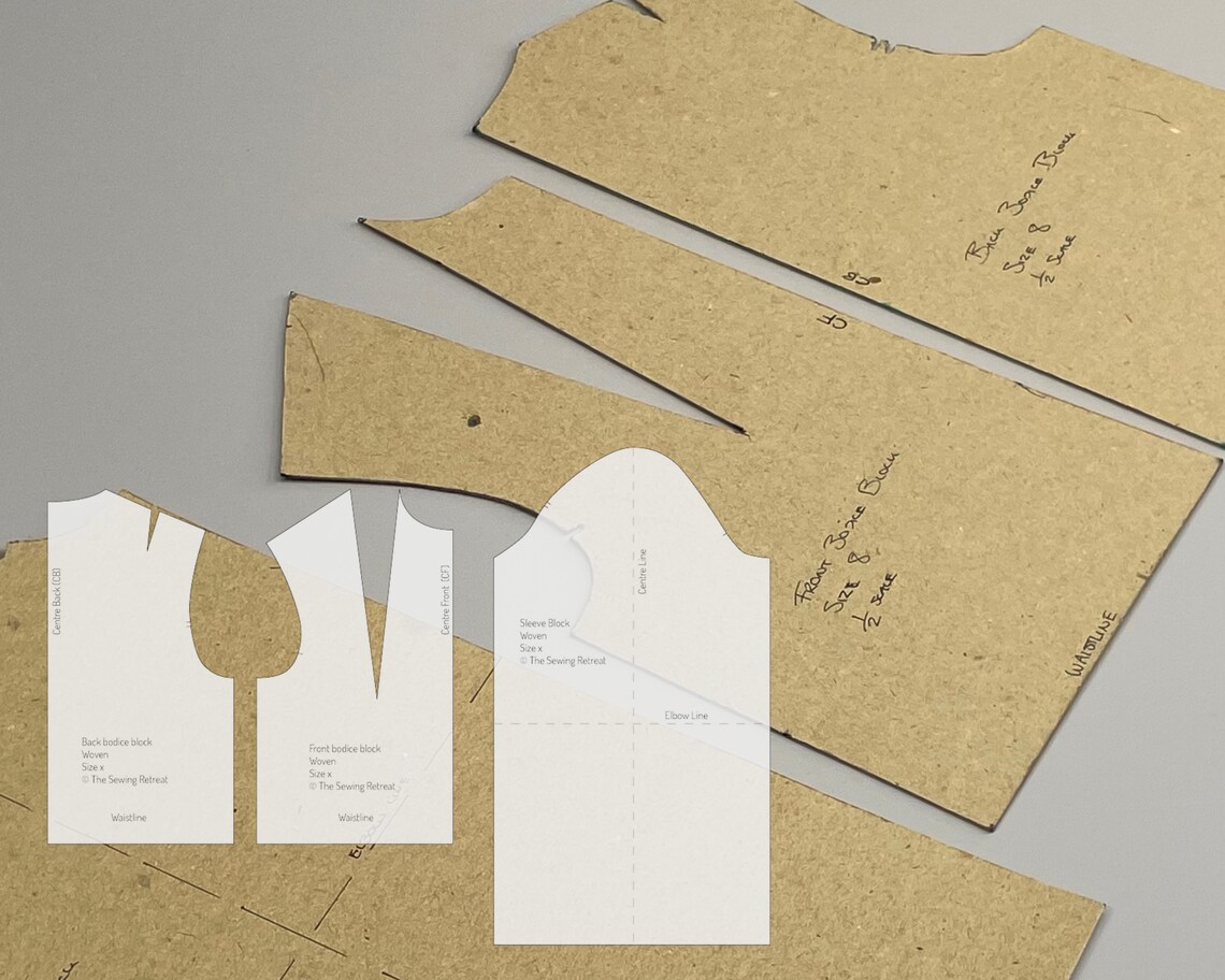 Full-scale Woven Bodice and Sleeve Pattern Blocks Printable - Etsy