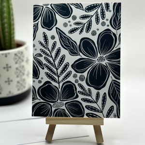 Carte de correspondance florale bleu marine Mod