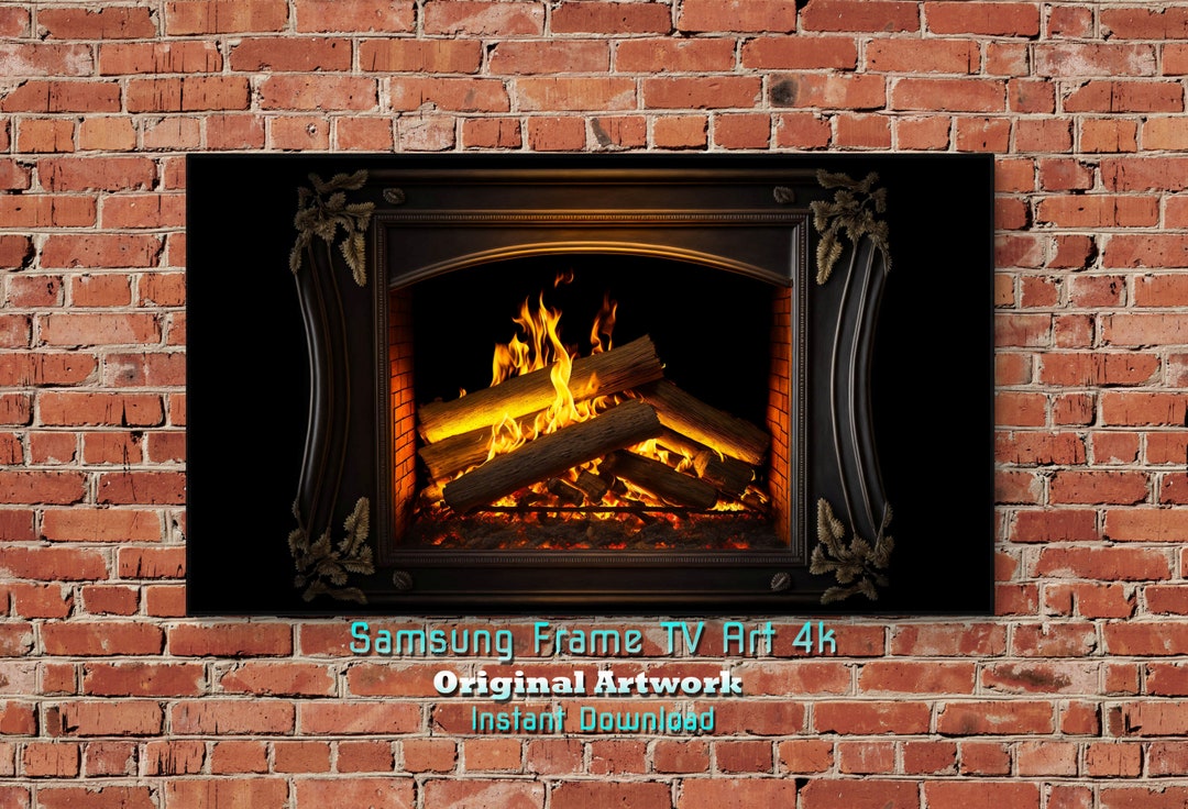 Samsung Frame TV 4K ORIGINAL Burning Fireplace Screen Printable Wall