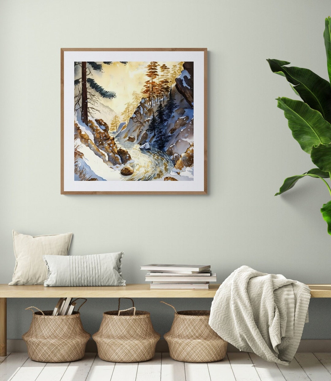 Winter Woods Landscape Printable Wall Art Greeting Card Download ...