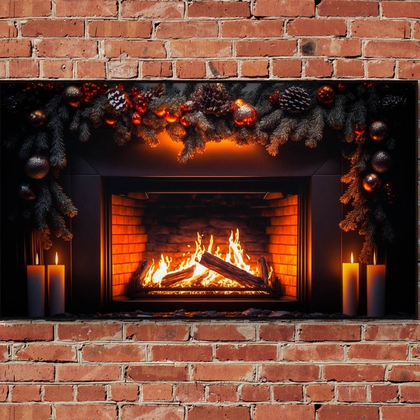 Samsung Frame TV 4K ORIGINAL CHRISTMAS Decor Fireplace Screen or Printable wall art| Downloadable digital print| Instant Download