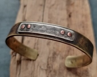Bracelet Manchette Ancien En Laiton Martelé - Bijou Vintage En Très Bon état (TBE)