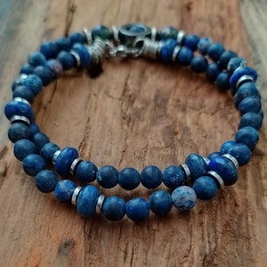 Collier de perles pour homme Ras de cou en perles pour homme Collier turquoise pour homme Ras de cou pour homme Ras de cou en hématite Collier en pierre bleue turquoise