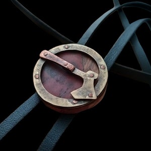 Bolo Tie For Men  Wooden Bolo Tie   Viking Bolo Tie  Metal Bolo Tie  Shield Bolo Tie