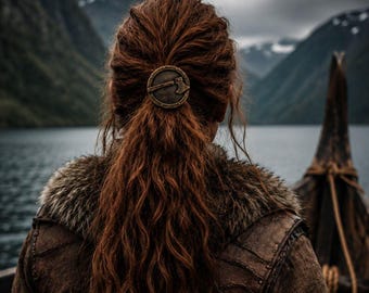 Viking Ponytail  Viking Hair for Men Viking Braids Brown on Hairband/Metal Cuff Ponytail Holder/Unique Hair Accessories for Men Women