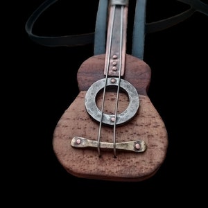 Guitar Bolo Tie For Men  Wooden Bolo Tie  Music Gift  Metal Bolo Tie
