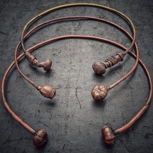 Torc Necklace  Copper Choker Necklace  Copper Torc Necklace  Copper Torque  Open Choker Cuff  Tribal Collar Necklace Pumpkin Necklace