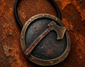Viking Ponytail  Holder Metal  Ponytail Holder  Viking Axe Hair Tie  Hair Jewelry  Axe Hair Tie  Viking Shield Ponytail