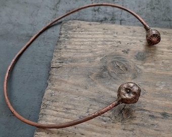 Torc Necklace  Copper Choker Necklace  Copper Torc Necklace  Copper Torque  Open Choker Cuff  Tribal Collar Necklace  Pumpkin Jewelry