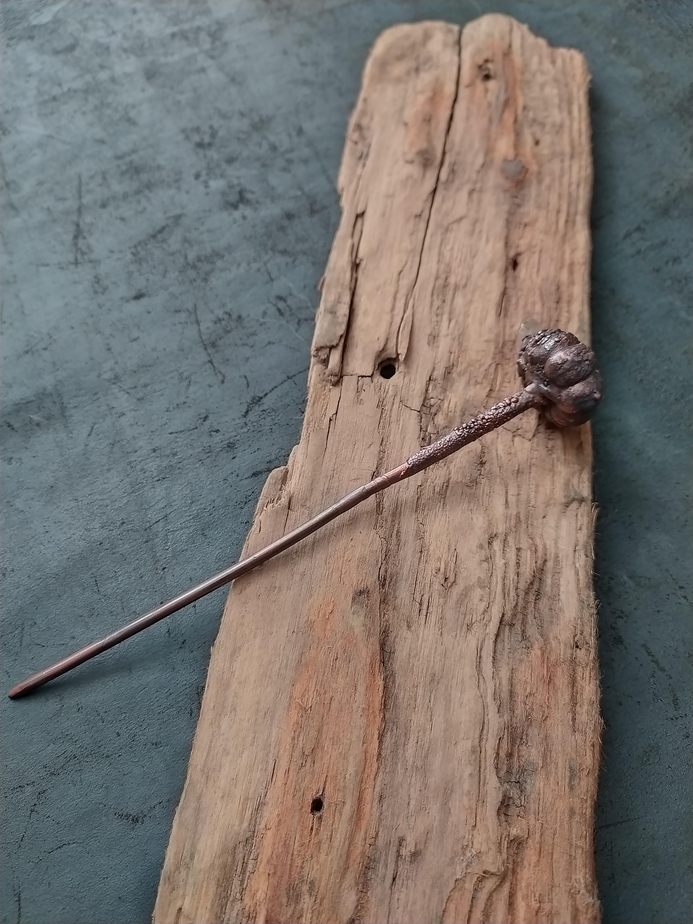 Real Citrine Heirloom Copper Hairpin / Hair Jewelry Copper Pumpkin Hair Pin With Citrine Bead - Etsy main image 2