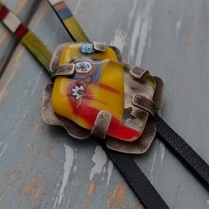 Bolo Tie Glass  Sterling Silver Bolo Tie Geometric Bolo Tie  Silver Bolo Tie  For Women Bolo Tie  Yellow Bolo Tie
