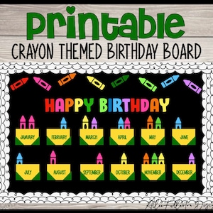 Crayon Birthday Bulletin Board, Classroom Decor, Birthdays, Crayons