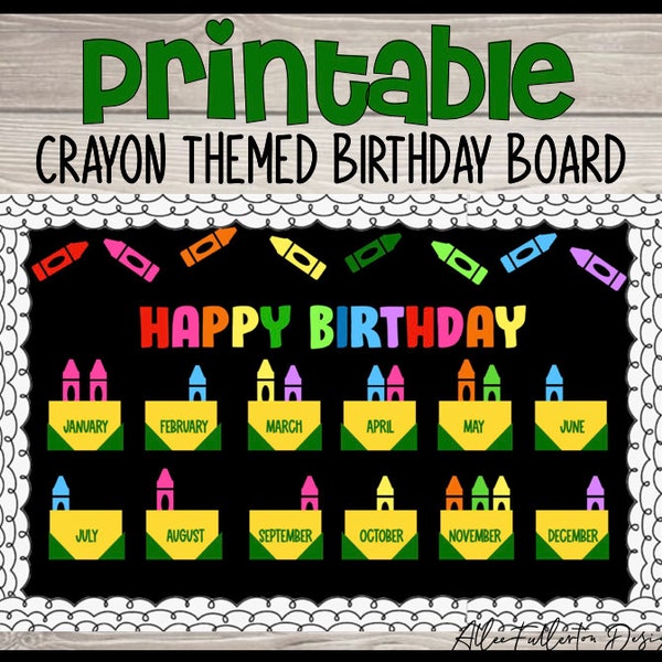 Crayon Birthday Bulletin Board, Classroom Decor, Birthdays, Crayons