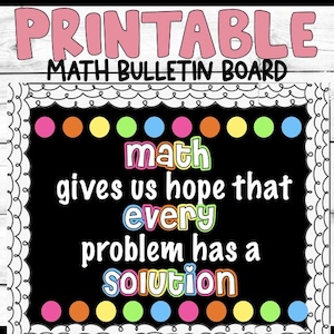 Math Bulletin Board, Digital File, Printable Classroom Decor