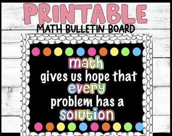 Math Bulletin Board, Digital File, Printable Classroom Decor