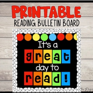 Printable Reading Bulletin Board Kit, Library Decor (PDF)