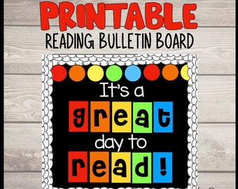 Printable Reading Bulletin Board Kit, Library Decor (PDF)