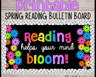 Printable Bulletin Board, digital file, reading helps your mind bloom, teacher decor, diy bulletin board