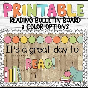 Reading Bulletin Board Kit, Classroom Decor (Printable PDF)