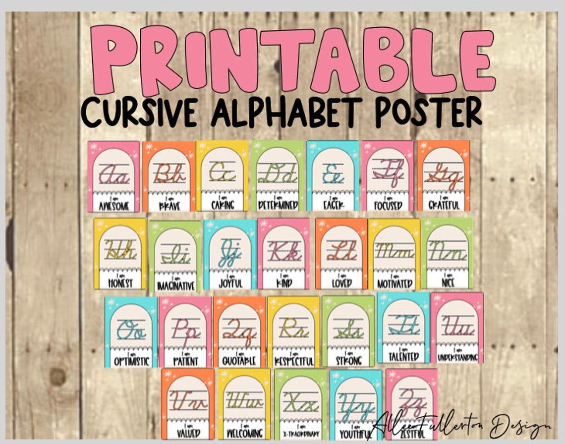 Affirmation Alphabet Posters, Printable Poster, Cursive and Print - Etsy