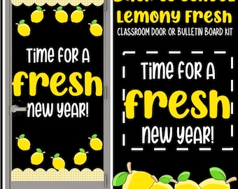 Lemony Fresh, Time for a FRESH New Year! Back to school bulletin board, printable bulletin board kit, DIY Kit, Classroom Decor