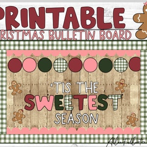 Gingerbread Christmas printable bulletin board, Christmas decor, DIY, gingerbread men