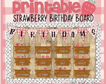 Strawberry Birthday Bulletin Board: Classroom Decor (Digital Download)