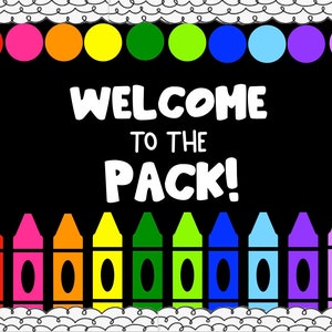 Crayon Bulletin Board, Welcome to the Pack, DIY, PRINTABLE File, Digital bulletin board kit